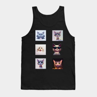 Funny and Cute Cat and Kitten Sticker Pack Tank Top
